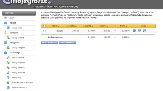 MojeGrosze.pl - kontroluj swoje finanse online 1