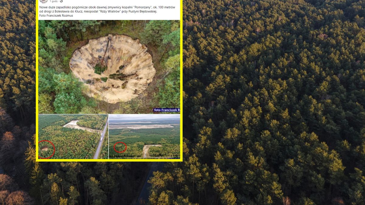 Wielkie zapadlisko powstało w okolicach Pustyni Błędowskiej 