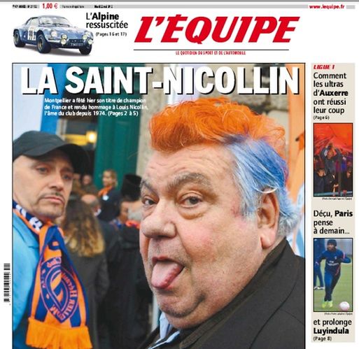 Okładka "L'Equipe". Na pierwszym planie Louis Nicollin.