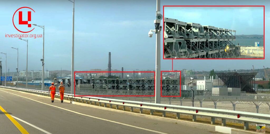 Structures prepared for the construction of towers next to the Crimean Bridge