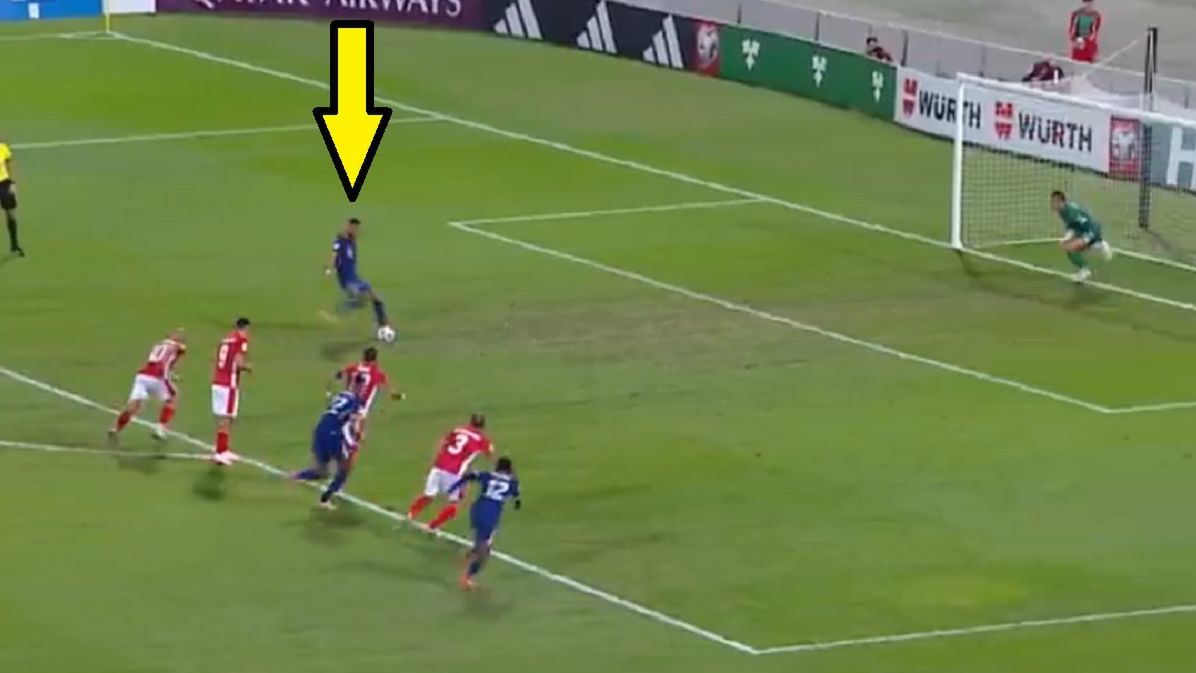 Twitter / Screen / Polsat Sport / Na zdjęciu: Cody Gakpo otworzył wynik w meczu Malta - Holandia