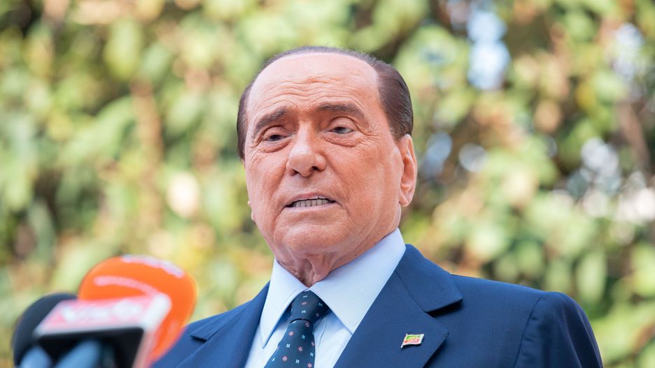 Silvio Berlusconi press conference after his hospital discharge from San Raffaele Hospital in Milan where the Italian ex prime minister has been hospitalised after testing positive for the Coronavirus (Covid-19) on September 14, 2020 in Milan, Italy (Photo by Alessandro Bremec/NurPhoto via Getty Images)