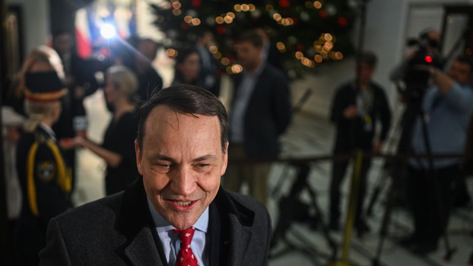 WARSAW, POLAND - DECEMBER 12: Upcoming Foreign Affairs Minister, Radoslaw Sikorski arrives for the speech of the leader of Civic Coalition (KO), Donald Tusk during a session at the parliament (SEJM) on December 12, 2023 in Warsaw, Poland. on December 12, 2023 in Warsaw, Poland. After eight years of Poland's national conservative party in power, centrist Donald Tusk is back and set to forge a pro-EU government. (Photo by Omar Marques/Getty Images)