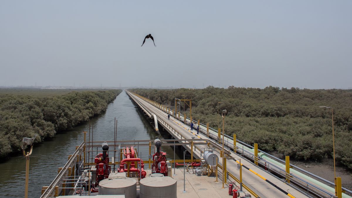 The liquefied natural gas (LNG) distribution pipeline at Fauji Oil Terminal & Distribution Co. Ltd. in Karachi, Pakistan, on Friday, June 24, 2022. This is the third time this month that Pakistan failed to complete an liquefied natural gas (LNG) tender for July, and the countrys inability to purchase fuel threatens to exacerbate electricity shortages just as hotter weather boosts air conditioning and power demand. Photographer: Asim Hafeez/Bloomberg via Getty Images
