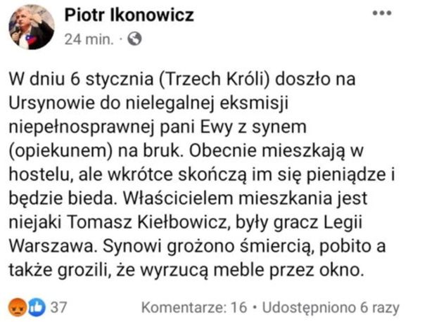 wpis Piotra Ikonowicza na Facebooku