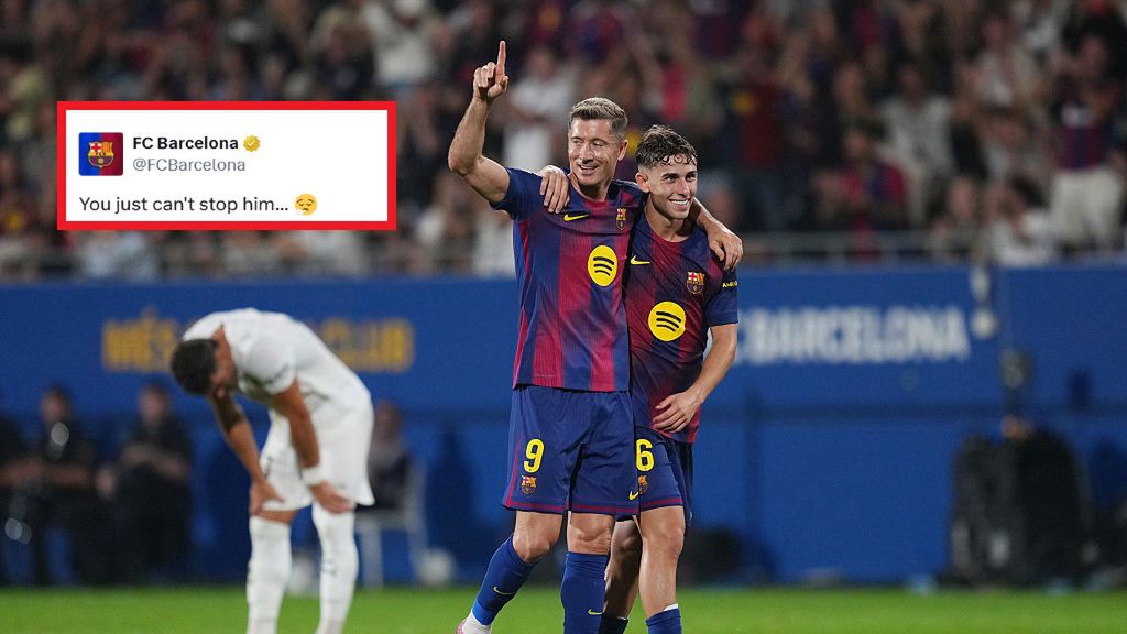 Getty Images / Alex Caparros / Robert Lewandowski i Fermin Lopez 