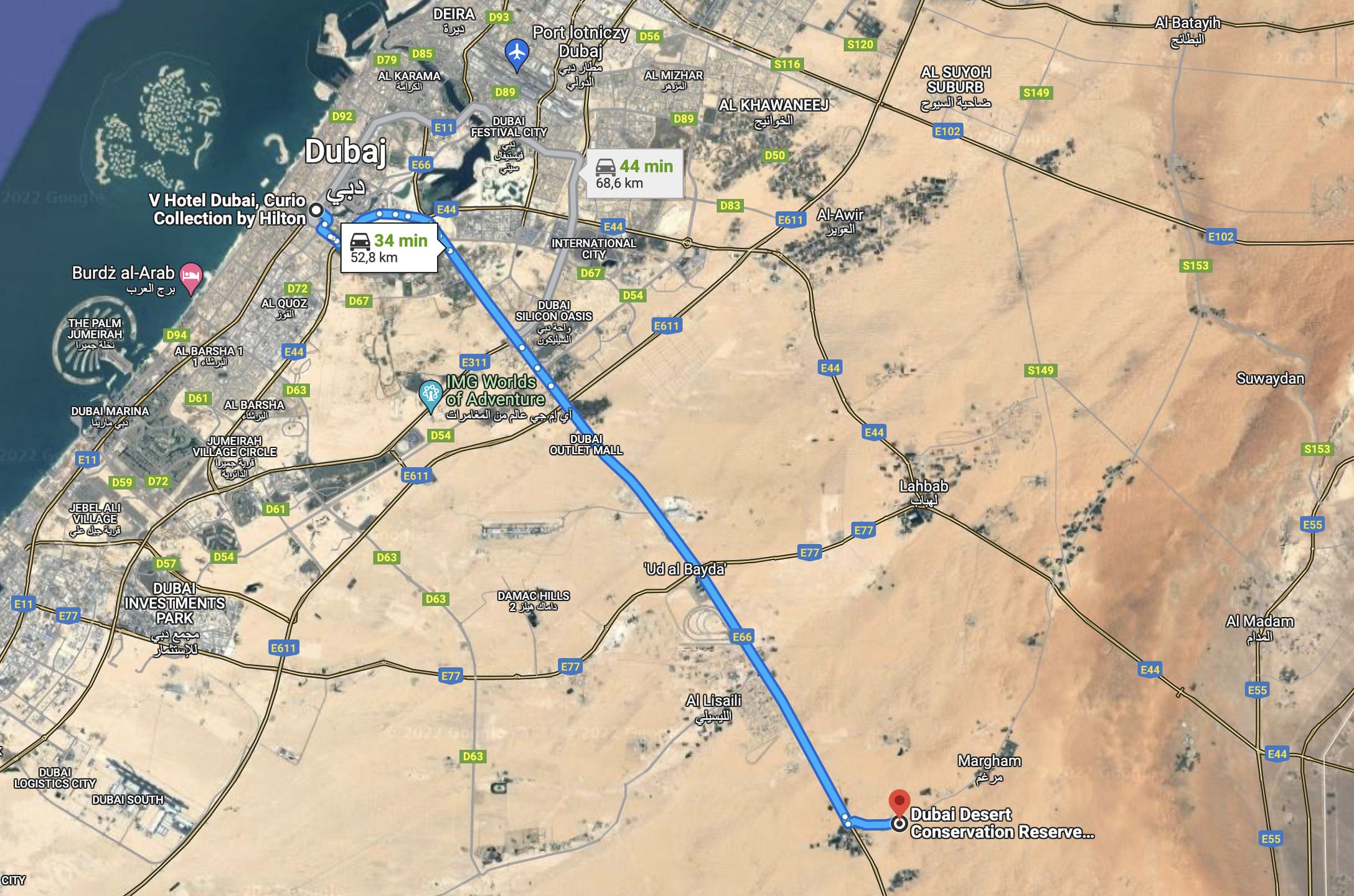 Rezerwat na pustyni Margham położony jest około 60 km od centrum Dubaju