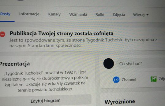 Wpisy wydawców banowane na Facebooku w dniu protestu mediów