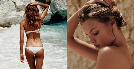 Magdalena Frąckowiak pozuje w kostiumach kąpielowych