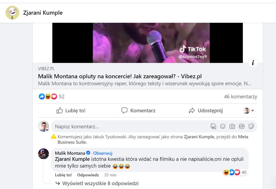 Malik Montana skomentował sytuację z koncertu. "Oni opluli się sami".