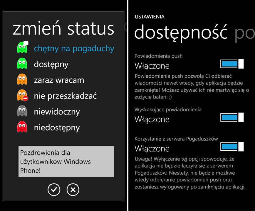 Pogaduszki - klient sieci Gadu-Gadu dla Windows Phone'a 2