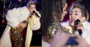 Miley w złotym kostiumie i białym futrze! (ZDJĘCIA)