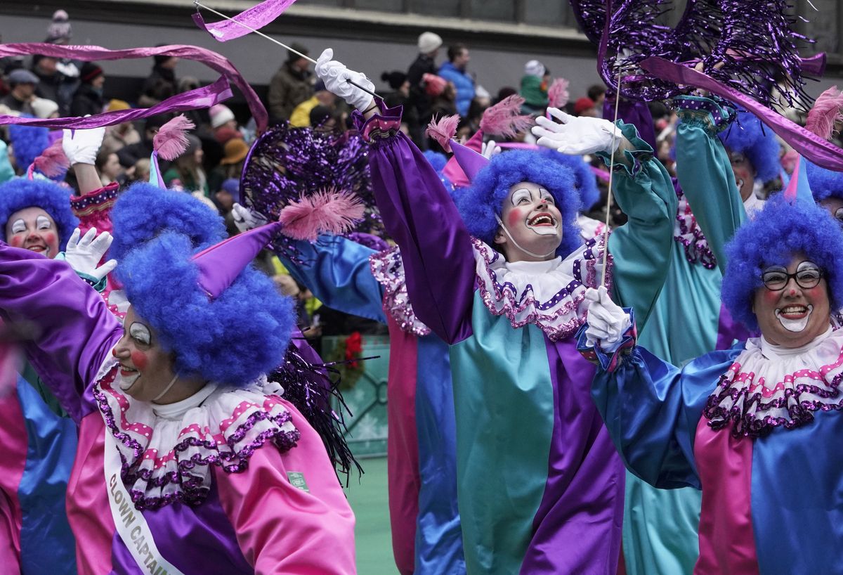 MACY'S THANKSGIVING DAY PARADE -- Pictured: Macy's Parade Clowns at the 93rd Macy's Thanksgiving Day Parade in New York City on Thursday November 28, 2019 -- (Photo by: Peter Kramer/NBC/NBCU Photo Bank via Getty Images)