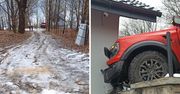Żywiec: O włos od tragedii nad Jeziorem Żywieckim. Samochód terenowy stracił kontrolę na oblodzonej drodze. Zatrzymał się na budynku tuż nad wodą