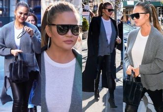 #TRENDY: Chrissy Teigen w szarym kardiganie