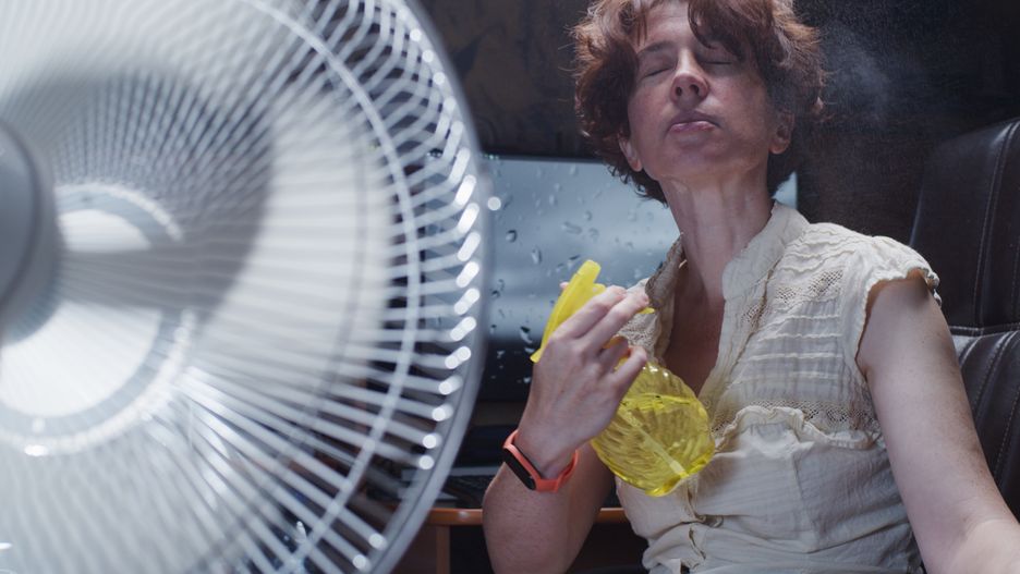 Woman is trying to work at the desktop computer at home, suffering from hot weather and spraying water onto her face while using electric fan
Woman is trying to work at the desktop computer at home, suffering from hot weather and spraying water onto her face while using electric fan
invizbk