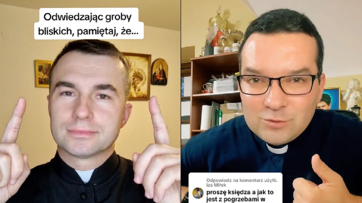 Księża opowiadają na pytania dotyczące cmentarza.