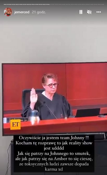 Jessica Mercedes nazywa proces dekady "reality show" i opowiada się za Johnnym Deppem. Musiała się tłumaczyć 