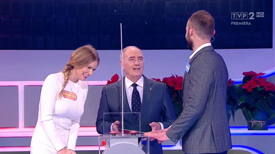 Małgorzata Tomaszewska i rolnik Stanisław w "Familiadzie"