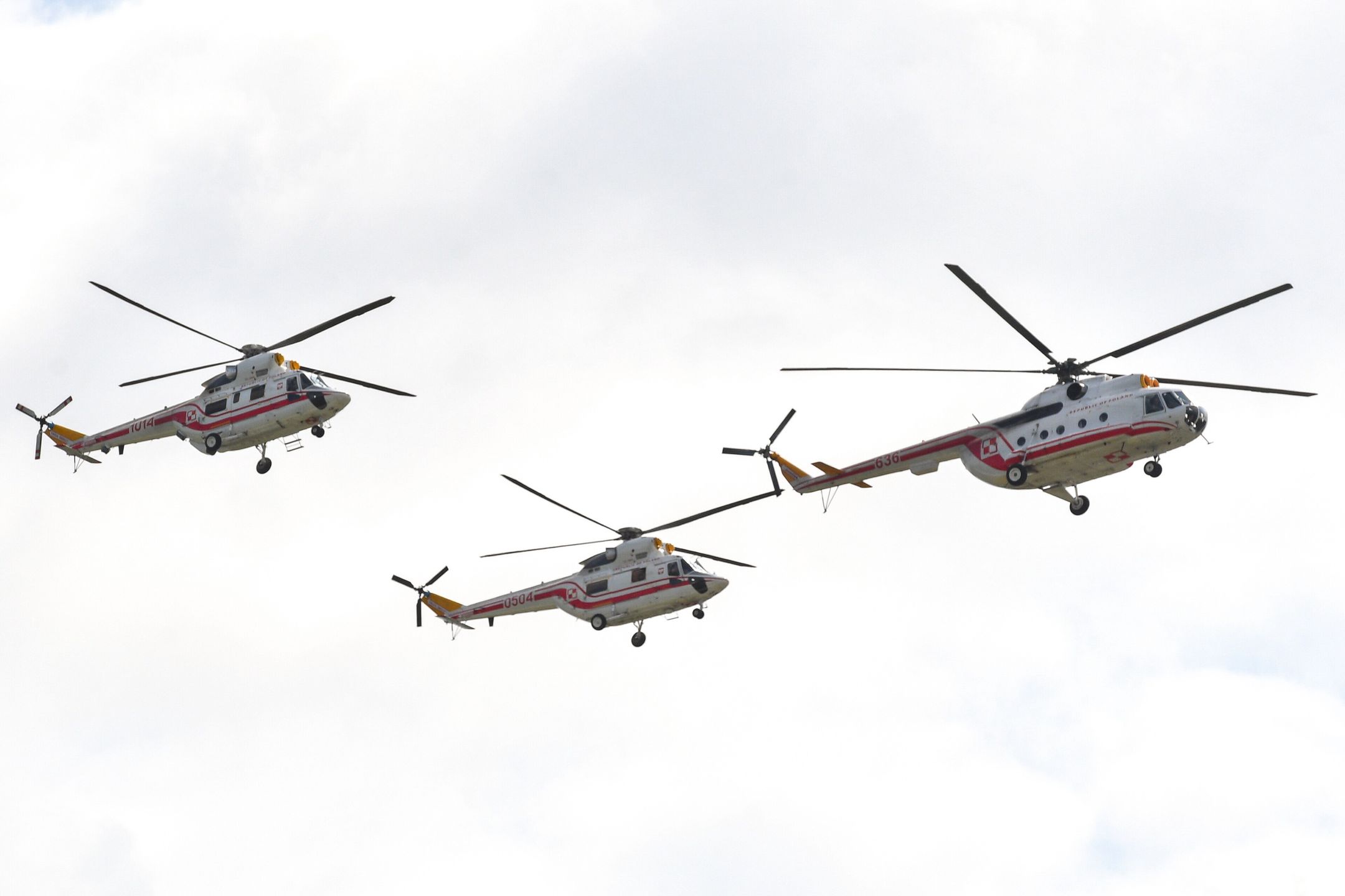 Śmigłowce z rodziny Mi-8 i W-3 Sokół podczas Radom Air Show.