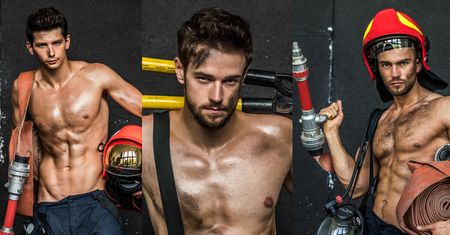 Finaliści Mister Polski 2017 przebrani za "SEKSOWNYCH STRAŻAKÓW" pozują z sikawkami (ZDJĘCIA)