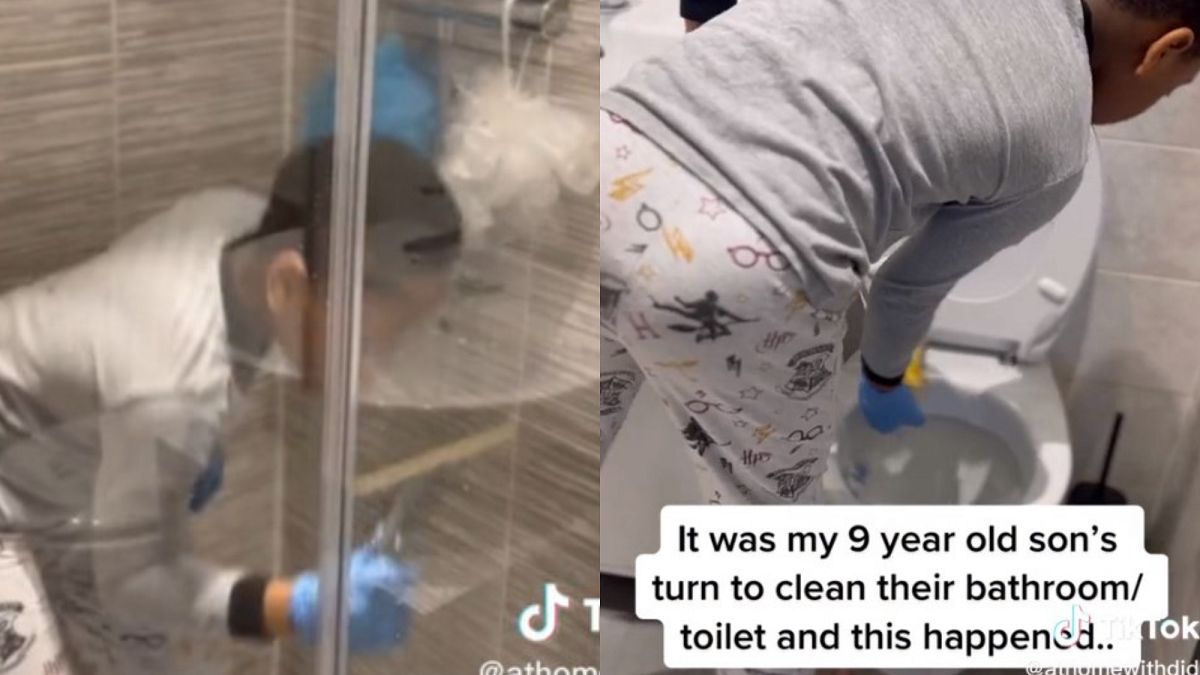 Każe 9-latkowi sprzątać łazienkę. 