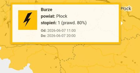 Groźne burze nad regionem. Ulewne deszcze, grad i silny wiatr do 70 km/h!