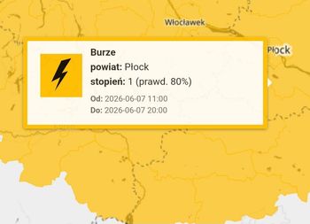 Groźne burze nad regionem. Ulewne deszcze, grad i silny wiatr do 70 km/h!