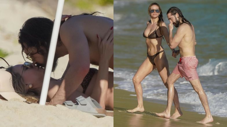 Heidi Klum i Tom Kaulitz dokazują na plaży. W pewnym momencie muzyk wskoczył na starszą o 16 LAT żonę i zaczął ją całować