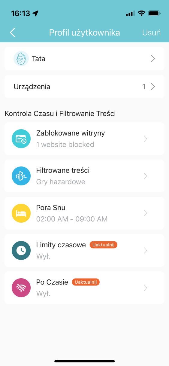 TP-Link Deco X68 - aplikacja i ustawienia kontroli rodzicielskiej  2