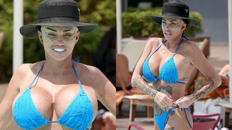 Katie Price wypoczywa po szóstym liftingu twarzy, eksponując sylwetkę w skąpym bikini (ZDJĘCIA)