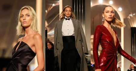 Anja Rubik w towarzystwie Gigi i Belli Hadid na wybiegu u Ralpha Laurena