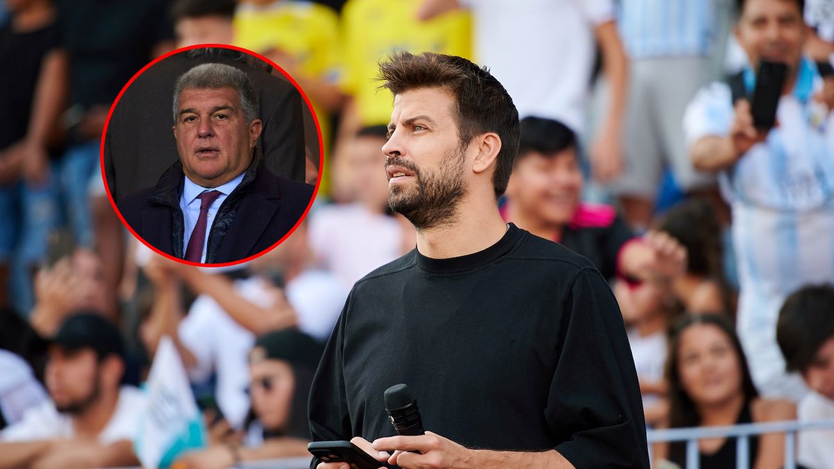 Gerard Pique i Joan Laporta (w kółku)