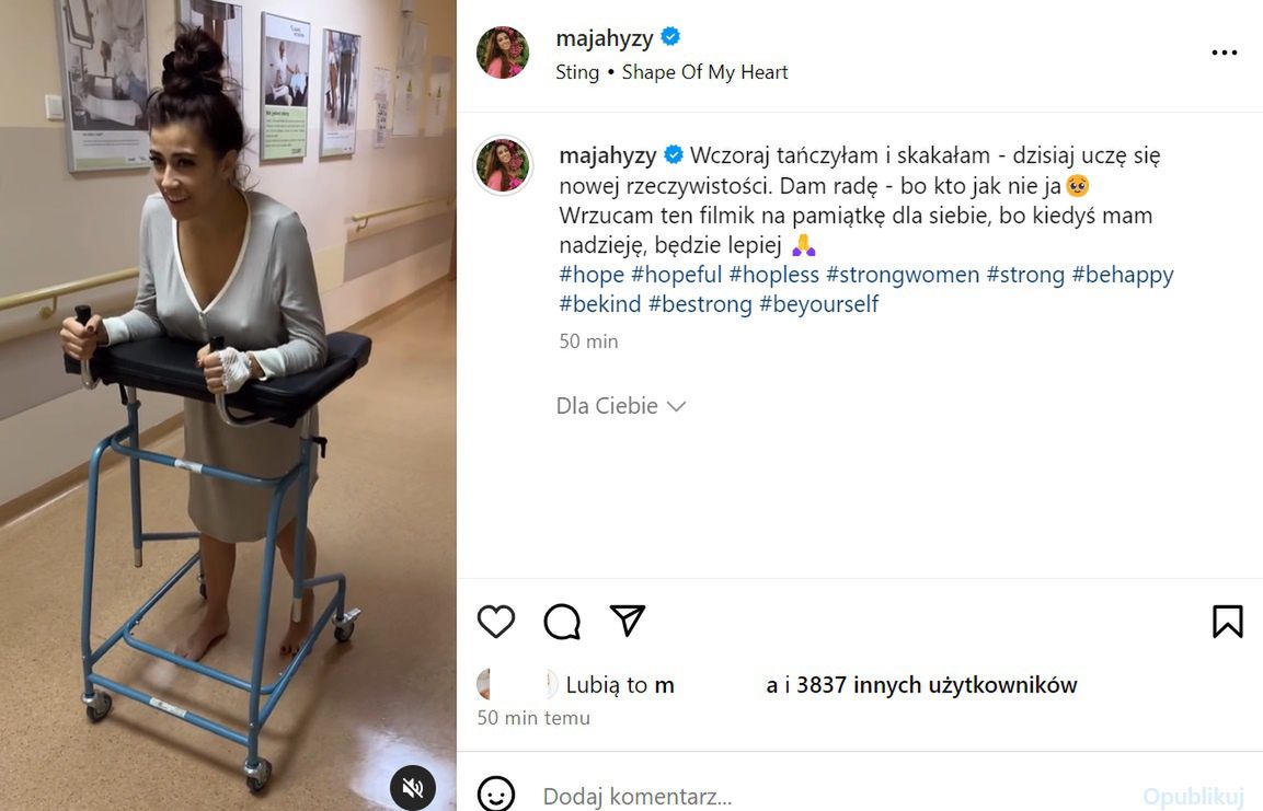 Wpis Mai Hyży na Instagramie