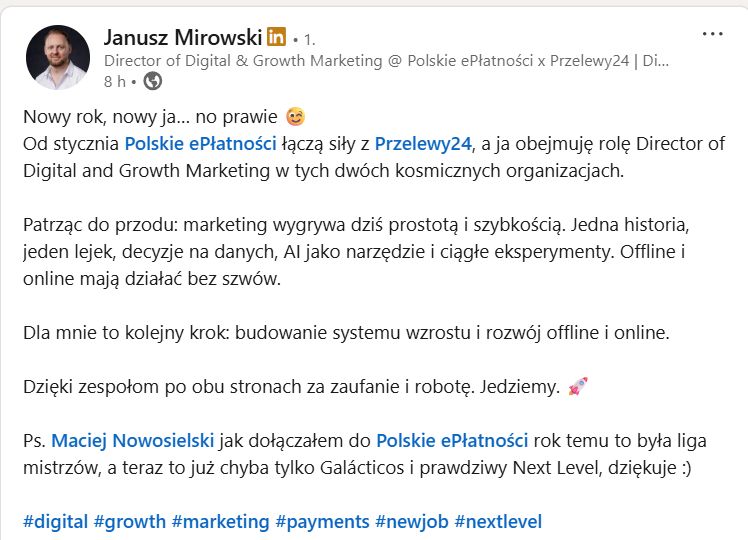 Screen LinkedIn Janusz Mirowski