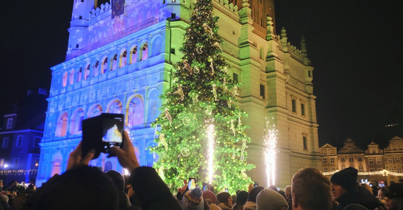 Poznań: Tłumy na Starym Rynku. Choinka rozświetliła miasto. Gdzie znajdziemy iluminacje i do kiedy będą zdobiły miasto?