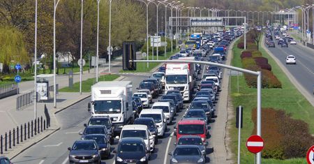 Wisłostrada. Zapadła się jezdnia, korek w kierunku Mokotowa