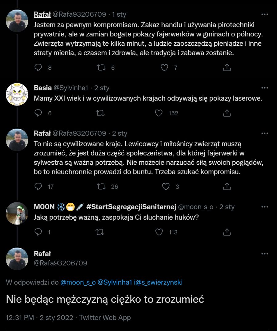 Wymiana zdań o fajerwerkach