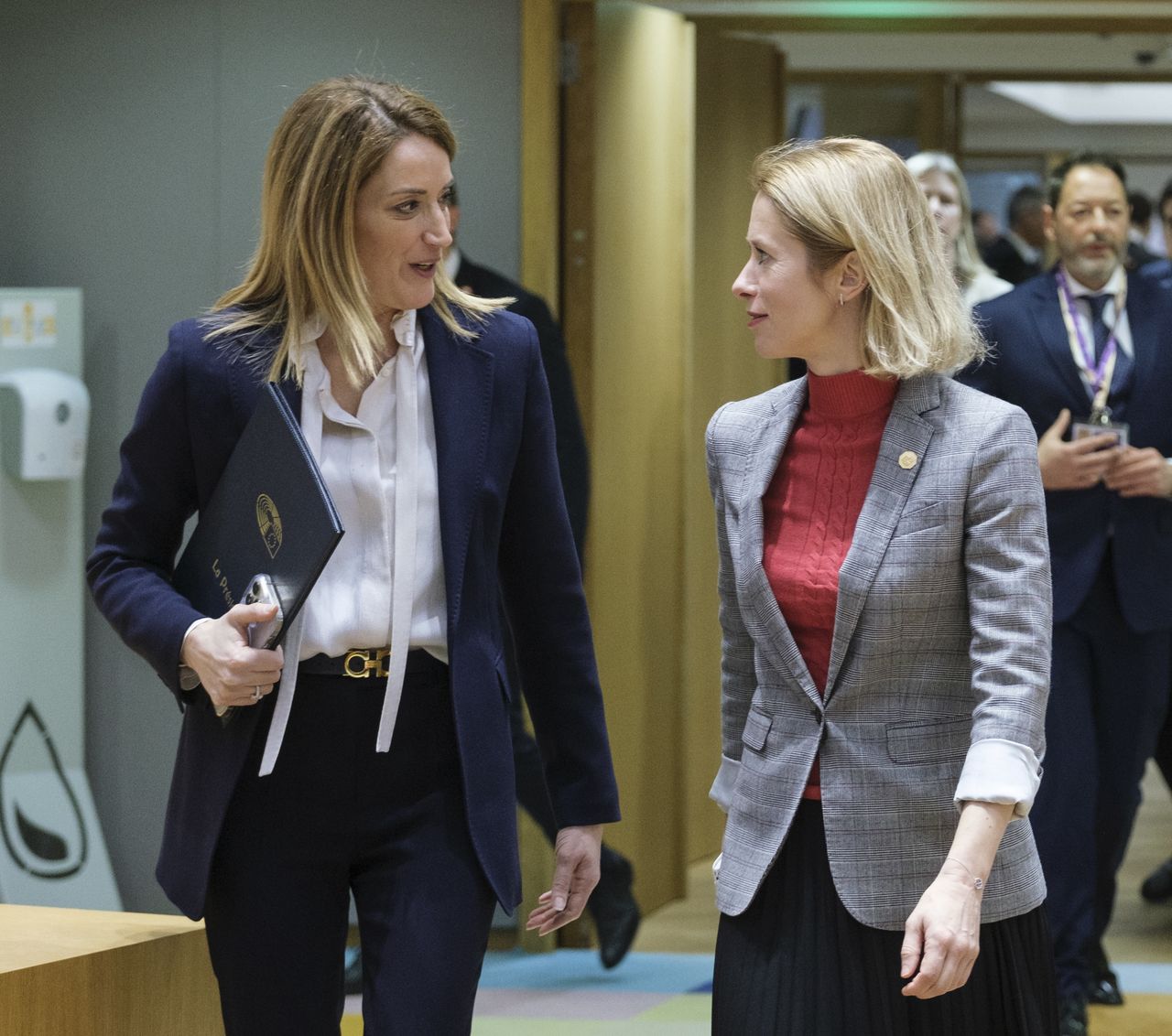 The President of the European Parliament Roberta Metsola and the Prime Minister of Estonia Kaja Kallas.