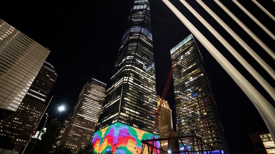 The spire of One World Trade Center is lit in rainbow colors in support of the LGBT community, prior to the 51st anniversary of the Stonewall Uprising, in Manhattan, New York, U.S. June 26, 2020. Picture taken June 26, 2020.