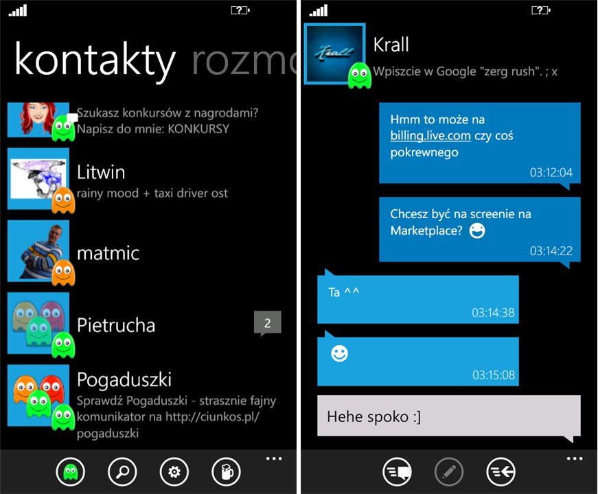Pogaduszki - klient sieci Gadu-Gadu dla Windows Phone'a 1