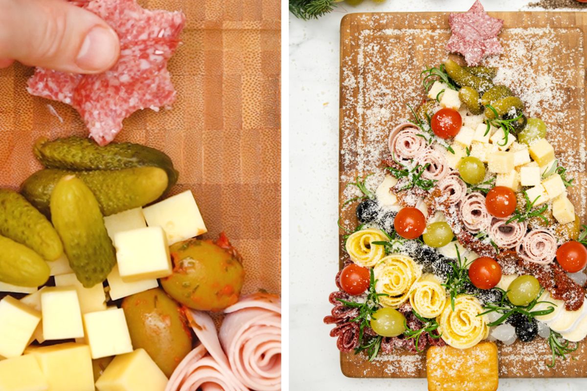 W święta podaj deskę przekąsek w formie choinki. Goście będą zachwyceni