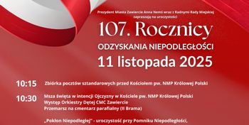 Zawiercie: 107. Rocznica Odzyskania Niepodległości. Prezydent miasta zaprasza