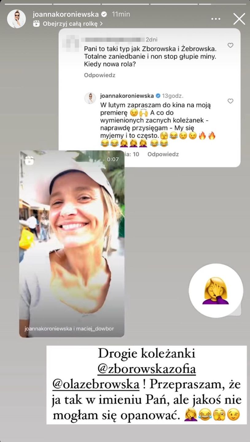 Joanna Koroniewska odpowiada na komentarz internauty
