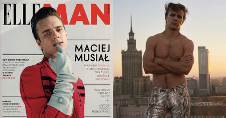 Maciej Musiał gryzie rękawicę i eksponuje klatę w nowej sesji