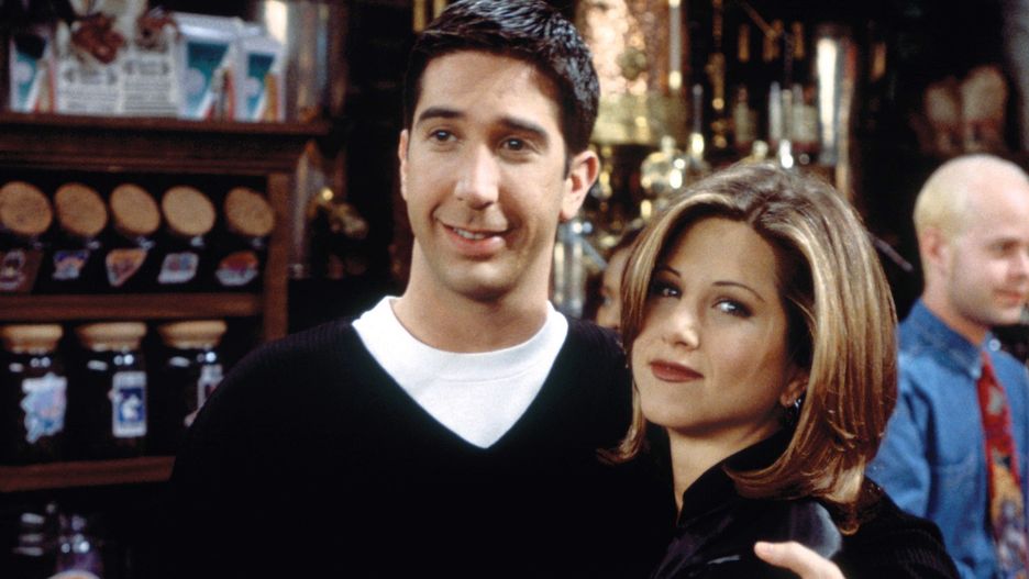 David Schwimmer i Jennifer Aniston na planie "Przyjaciół"