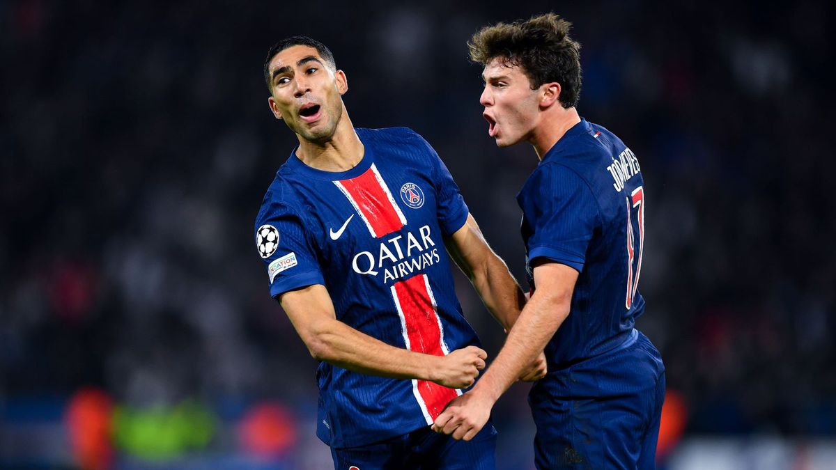 Getty Images / Franco Arland / Na zdjęciu: Achraf Hakimi (L), Joao Neves 