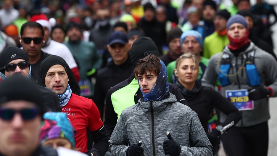 Runners during Cracovia Maraton in Krakow, Poland on April 6, 2025. (Photo by Jakub Porzycki/NurPhoto via Getty Images)