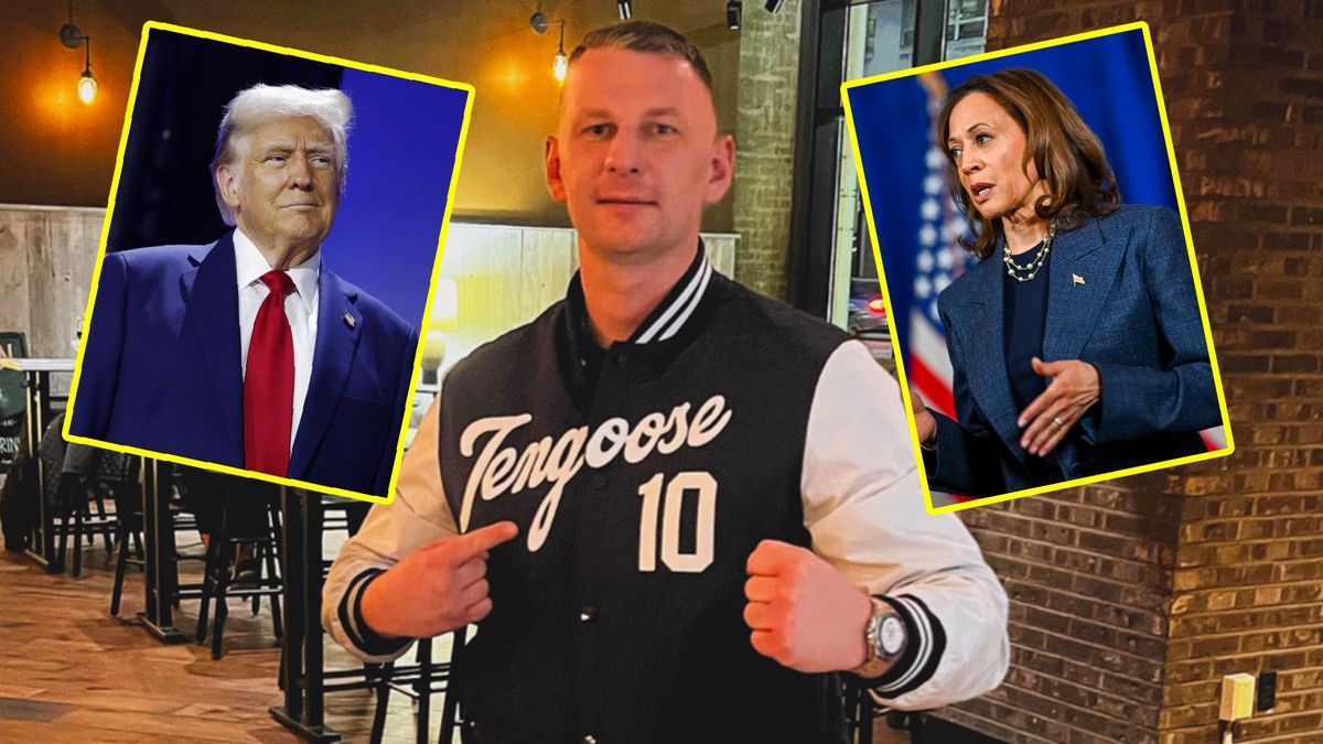 Materiały prasowe / Na głównym zdjęciu: Andrzej Fonfara (andrzejfonfara/Instagram), w ramkach: Donald Trump (Anna Moneymaker/Getty Images) i Kamala Harris (Brandon Bell/Getty Images)