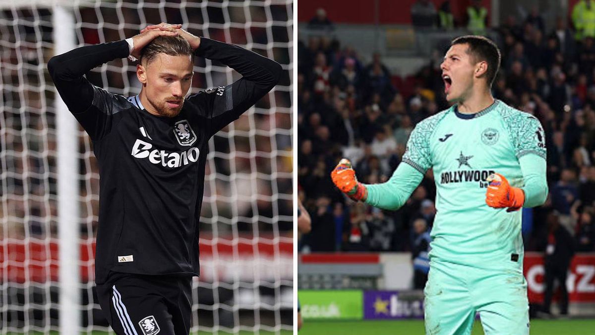 Getty Images / Harry Murphy - AVFC/Aston Villa FC (Cash) i Eddie Keogh (Valdimarsson) / Matty Cash i Hakon Valdimarsson w meczu Brentford - Aston Villa w Pucharze Ligi Angielskiej